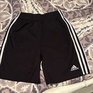 adidas Black boys Athletic Shorts with White Three-Stripes